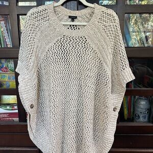 Talbots Cream Textured Knit Poncho